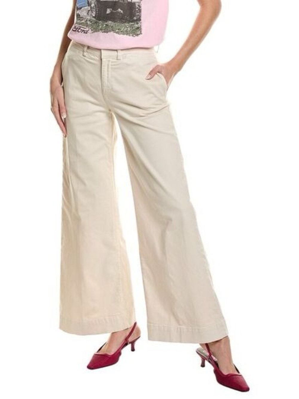 Frame Bone beige wide leg pants size 23
